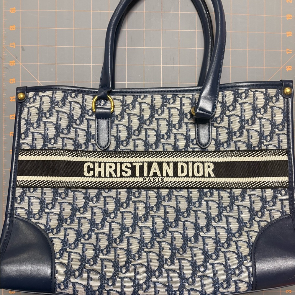 Dior Navy Monogram Tote Bag